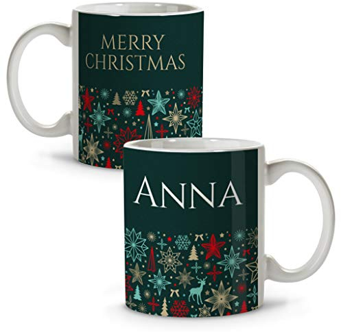LolaPix Taza Personalizada con Nombre. Regalos Navidad Personalizados. Tazas Personalizadas de cerámica. Varios diseños y Colores de Interior. Luces DE Navidad