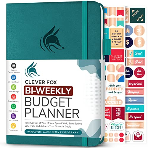 Clever Fox Bi-Weekly Budget Planner – Undated Financial Organizer with Expense & Bill Tracker – Finance Book for Household Money Budgeting – 5.8″ x 8.3″ Hardcover (Dark Teal)