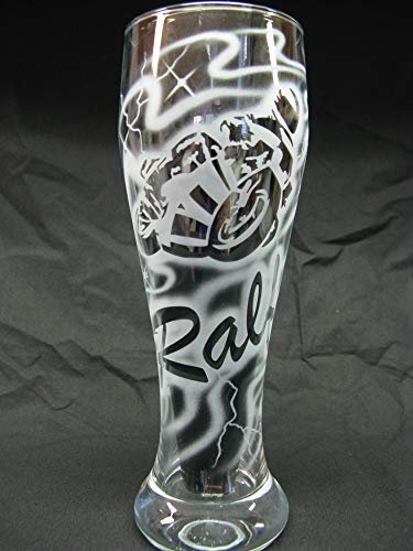 Weizenglas 0,5 ltr. mit Gravur Motorradfahrer biker Logo und Name individuell
