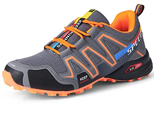 AGYE Fahrradschuhe Herren,rutschfeste Fahrradschuhe Rennrad Mountainbike MTB Schuhe Flat Assisted Sportschuhe,Orange-46