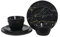 Melamine Dinnerware Set - 12pcs Plates and Bowls Sets Best for Indoor and Outdoor Party, BPA-Free Dishwasher Safe Kitchen Dinner Set with Black Marble Pattern