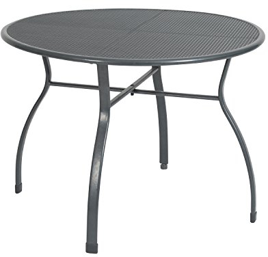 greemotion Gartentisch Toulouse rund, Ø ca.100 cm, pflegeleichter Tisch aus kunststoffummanteltem Stahl, Esstisch mit Niveauregulierung, eisengrau, 100 x 100 x 72 cm, 100 cm l x 100 cm b x 72 cm h