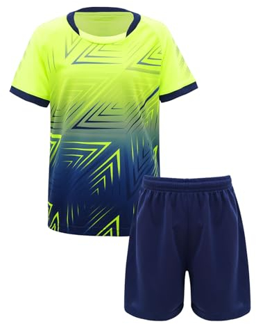 iiniim Kinder Jungen Sport Set 2tlg. Schnelltrockend T-Shirt + Shorts Sportanzug Trainingsanzug für Jogging Fußball Basketball Kleidung A Fluorescent Grün 110-116