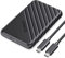 Festplattengehäuse 2,5 Zoll, ORICO 6Gbps USB C 3.1 gen 1 Festplatten Gehäuse für 9.5mm 7mm 2.5 Zoll SATA SSD HDD, UASP Trim unterstützt, mit USB 3.1 Kabel, Werkzeugloses Externe SSD Gehäuse(Schwarz)