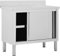 KOIECETA Armario de trabajo con puertas correderas, mesa de trabajo, acero inoxidable, 100 x 50 x (95-97) cm