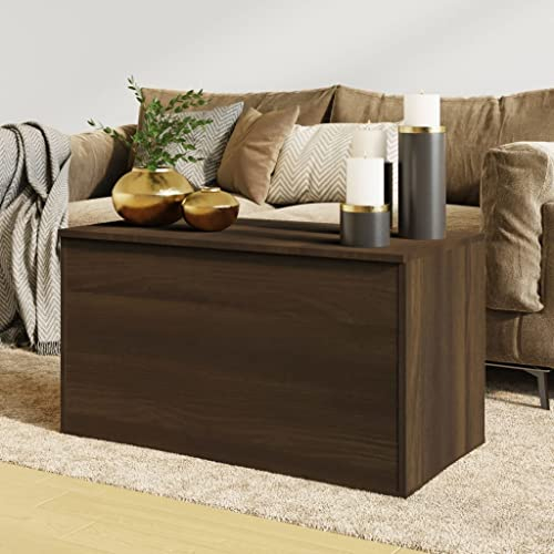 homiuse Aufbewahrungstruhe 84x42x46 cm Holzwerkstoff Trendige Truhe mit Deckel Sitzbank Holztruhe Sitztruhe Truhenbank mit Stauraum Spielzeugtruhe Spielzeugkiste Holztruhe mit Deckel Groß Braun