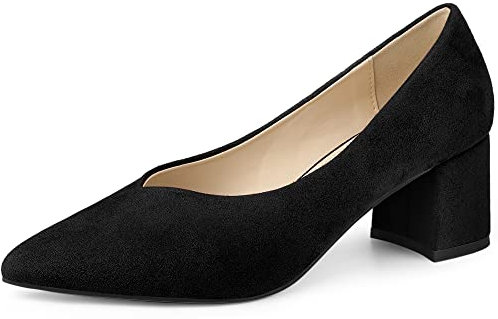 Allegra K Women's Pointy Toe Slip-on Low Chunky Heels Pumps Black 6.5 UK/Label Size 8.5 US