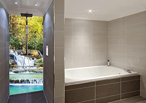 Schön und Wieder Duschrückwand | Motivrückwand | Spritzschutz aus 3mm Alu Verbundsplatte in 0,03x90x200cm mit Schutzfolienkaschierung Motiv Bergfluss