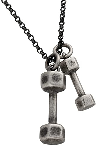 Handgemachte Anhänger Halskette Sterling Silber Anhänger Hanteln an Kugelkette Halskette für Männer Anhänger Männer Hantel Gewichtheber Schmuck Bodybuilder Halskette Valentinstag Geschenk