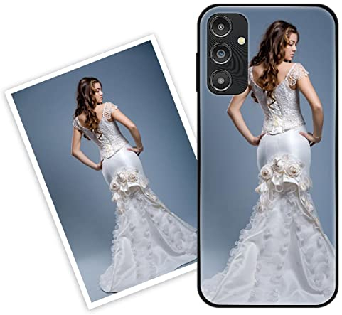 Sunrive Personalisierte Hülle kompatibel mit Samsung Galaxy A14 4G/5G Handyhülle Benutzerdefiniert Gehärtetes Glas Weicher Etui mit Eigenem Foto Bild Text Individuelle + Displayschutzfolie