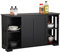 Yaheetech Credenza Mobile da Cucina con 2 Ante Scorrevoli Salvaspazio e Ripiano Regolabile in Legno Mobiletto TV da Salotto Soggiorno 106,7 x 33 x 63 cm Nero