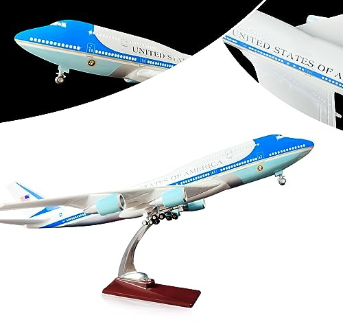 Bswath 1:130 Scale American Air Force One B747 Model Jet Plane with LED Lights for Adults