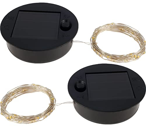 2 luces solares de repuesto con 30 luces LED de 7 cm, panel de luces de tapa, pieza de repuesto, decoración de jardín para regadera, luces colgantes al aire libre