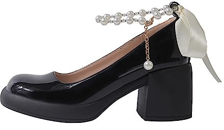 Mary Jane Schuhe High Heels Frauen Dick mit Shallow Mouth Pearl Fairy Wind mit Rock Einzelne Schuhe Weibliche Mode Temperament Hundert mit Hochzeitsschuhe