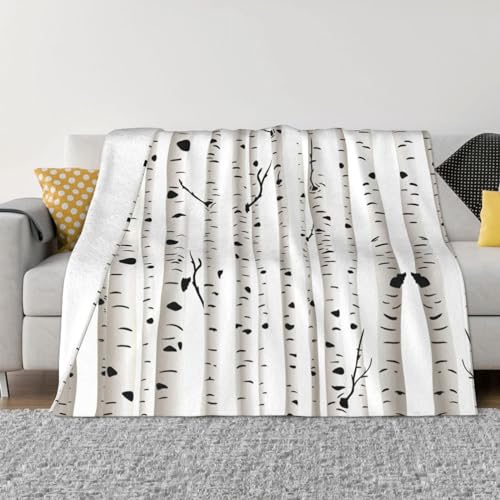 OdDdot Flanelldecke mit Birken-Aufdruck, superweich, gemütlich, für Couch, Bett, Sofa, luxuriös, warm und gemütlich, für alle Jahreszeiten