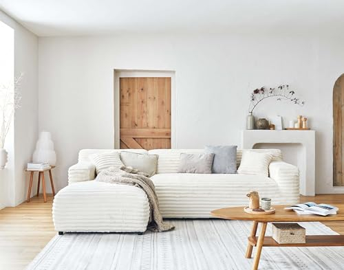 Lisa Design Laponie – Ecksofa Links – 4-Sitzer – aus Breitcord Beige