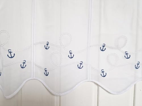 Arinosa Scheibengardine Maritim Anker Stickerei 30, 45 o. 60 cm H, ab 1 M, Höhe:60