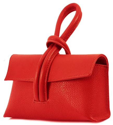 LeahWard Women's Leather Clutch Bag With Loop Handle (Red)