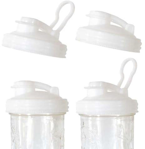 reCAP Mason Jar | Pour Lid with Foldout Carry Loop | Wide Mouth, Natural, Leak-Proof Seal | 4-Pack, USA Made