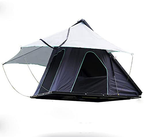 Dachzelt Aluminium 3 Personen Wandern Cargo Hartschale | passend für SUV | Outdoor Klappdach | Tragbares dreieckiges Dachzelt mit Leiter für Camping