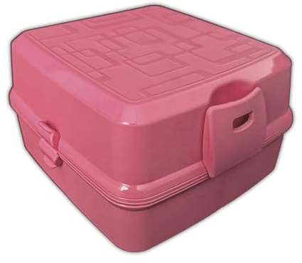 HAC24 Brot- und Lunchbox mit 4 Fächern Vesperdose 1400ml Brotdose Inkl. Gabel & Löffel Snackbox Vorratsbox Brotbüchse Kunststoff (pink)