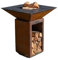 CEVENOL Simple Cuve Corten - Brasero avec rangement bois - Carré - Modèle élégant et pratique pour un extérieur bien organisé