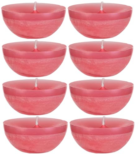 DecoLite: Maxi XL-Schwimmkerzen Rustik Set - 8 Kerzen, Ø 8 cm - 7 Std. lange Brenndauer - Schwimmlicht, extra gross, indoor outdoor Gartendeko Wasserkerzen (Flamingo)