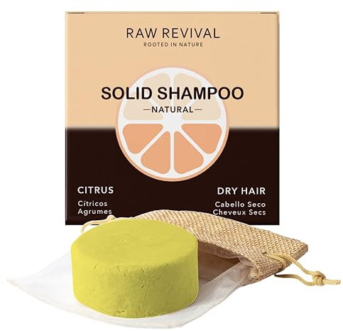 RAW REVIVAL - Festes Shampoo für trockene Kopfhaut & Naturlocken | Locken Shampoo Damen | Feuchtigkeit + Volumen + Haarwachstum | Ohne Silikone & Parabene | Biologisch abbaubar