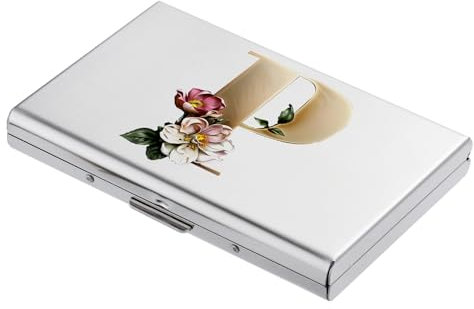 BONSYL® Porte Cartes de Crédit, Portefeuille Fin en Métal avec Blocage RFID, Design Tendance et Motifs Artistiques, pour Homme et Femme. (6 Cartes/Argent/P)