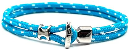 KAROO EARTH JEWELLERY Minimalist Rope Bracelet with Stainless Steel hook clasp, Nautical style fashion bracelet for men (18.5cm, Aqua Blue)