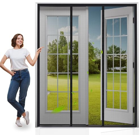 Magnetvorhang Fliegengitter Magnetisch 270x235cm Schwarz Fliegengitter mit Magnetrahmen Insektenschutz Fenster Magnet