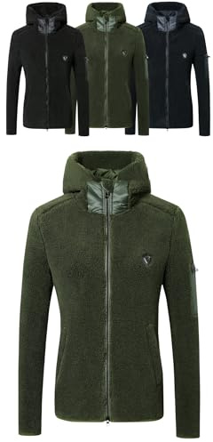 Covalliero - Damen Hoodyjacke | Zipper Hoodie aus Teddy-Fleece | Kapuzenjacke mit Reißverschluss | Übergangsjacke mit 3 Taschen | Reitjacke in Opal Green | Reitbekleidung in Größe S