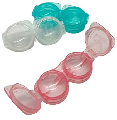 Traptix EyesBear - Kontaktlinsenbehälter [5X] - klappbar - Feste Deckel - weniger Flüssigkeitsverbrauch - geruchsfreie Kontaktlinsen Aufbewahrung (rosa)
