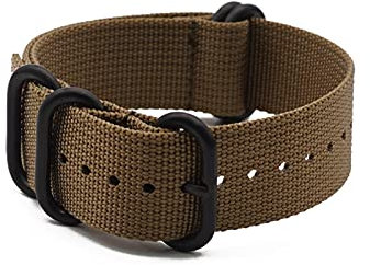 FRSWEQY Premium Nylon Black Ringe Buckle Armband Armband Armband Band Nato. Zulu Watch Strap 20mm 22mm Ersetzen Sie das Uhrenband(Khaki,22mm)