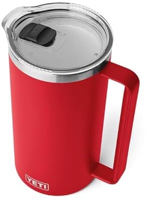 YETI Rambler Pitcher, Vacuum Insulated, Stainless Steel with MagSlider Lid, Rescue Red, 64 oz (1892 ml)
