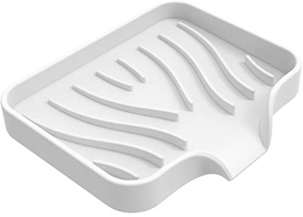 Set di 2 portasapone in silicone con scarico per doccia, bagno e cucina, supporto per lavabo con borsa (bianco + grigio)