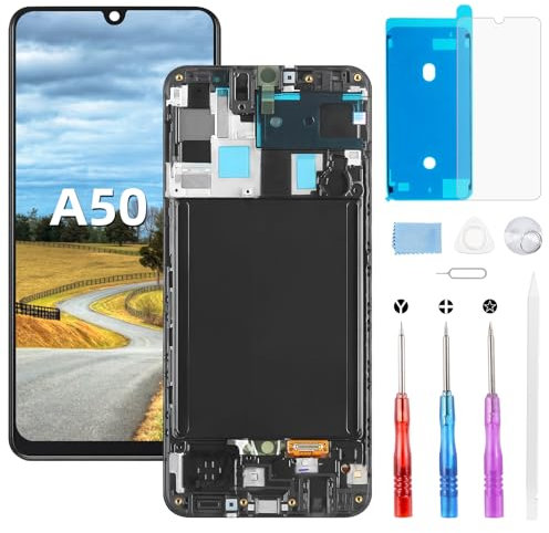 Beefix Display für Samsung Galaxy A50 A505F: 6.4 Bildschirm LCD für Galaxy A505FD A505A SM-A505FN/DS Touchscreen Ersatzteile mit Werkzeug Schwarz+Rahmen