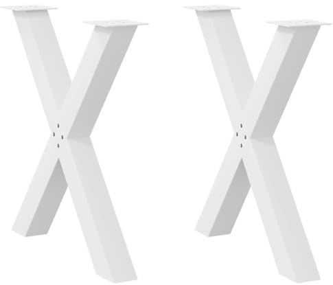 vidaXL Esstischbeine X-Form 2 Stk. Weiß 80x(72-73) cm Stahl