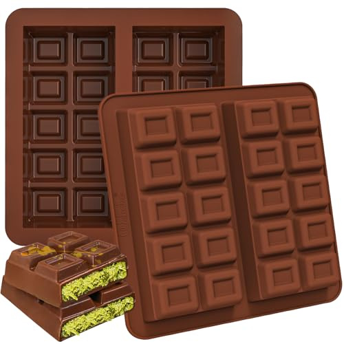 Webake 2 Pcs Deep Chocolate Bar Moulds Silicone Chocolate Bar Mould | Thick Candy Bar Molds for Dubai-Chocolat Praline Sweets