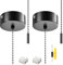 Acmerota Bathroom Light Pull Cord Switch Ceiling Pull Cord Light Switch with Chain Kit Bathroom Accessories 150cm Cord Black Light Pull Cord Switch for Bathroom Ceiling with Connector (Black)