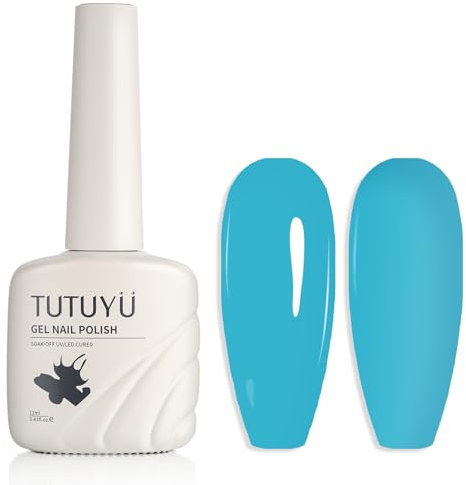 TUTUYU Bright Sky Blue Gel Nail Polish, Proffesional Blue Gel Polish for Manicure Salon or DIY Nail Art at Home