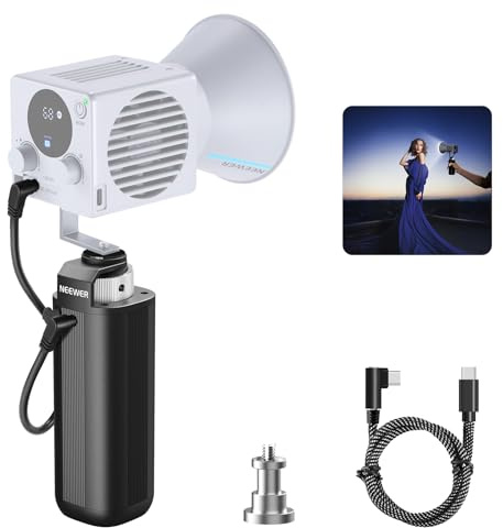 Neewer BASIC Battery Grip Power Supply for Portable COB Video Light HS60B, 5000mAh 74Wh 100W PD Fast Charging 14.8V/10A DC Output, Handheld Photography Light Stand for Outdoor Video Recording, PH74E