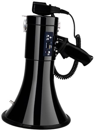 MagiDeal Bullhorn Bullhorn Lautsprecher Handheld Tragbares Geschenk mit Tragbarer Verstärker 50 W für Veranstaltungen Straßenmarktverkauf, Vielseitiges Schwarz