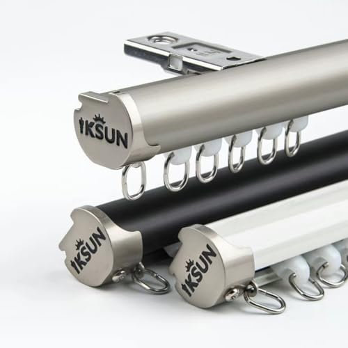 Vorhangschiene mit stummen Rollen 3.5M Gardienenschiene Deckenschiene aus Aluminium für Vorhänge, Raumteiler, Wohnmobil-Vorhang, Duschvorhang, Krankenhaus-Vorhangschienensystem(Gray,150cm/4.9ft)