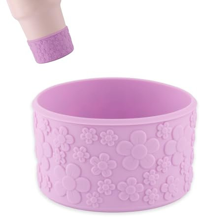 BOXOB Flower Gradient Silicone Boot for Stanley Cup 12-40oz Fits 2.95 Inch Bottom Diameter, Non-Slip Water Bottle Protector Cover Sleeve for Quencher H2.0 40 30 20 oz Tumbler Accessories (Purple)