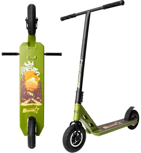NKD Stunt Scooter Bullit Dirt | 200 mm Luftreifen | Robustes 6061 Aluminium | Auf Langlebigkeit ausgelegt mit ABEC-9 Lagern | 360° Lenker