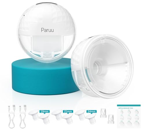 Paruu P10 Milchpumpe Elektrisch Freihändig, 338mmHg Starke Saugleistung, 4 Modi 9 Stufen mit 19/21/24/28mm Flansch, milchpumpe handsfree mit Smart-Display (2, Weiß)