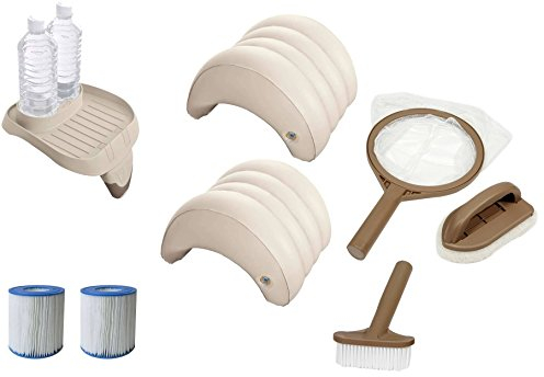 harren24 Intex original Zubehör-Set 8-teilig für PureSpa Whirlpools (2X Filter S1, 1x Tablett 28500, 2X Kopfstützen 28501, Reinigungset 28004)