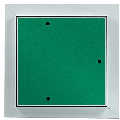 MW multi werkzeug Revisionsklappe 100 x 100 mm mit 12,5mm GK-Einlage imprägniert für Feuchtraum geeignet Aluminium-Rahmen weiß pulverbeschichtet 10 x 10 cm
