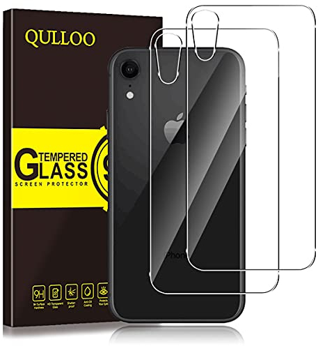 QULLOO Rückseite Schutzfolie Kompatibel mit iphone Xr, 9H Hinten Gehärtetes Glas Vollabdeckung Schutzglas Zurück Folie